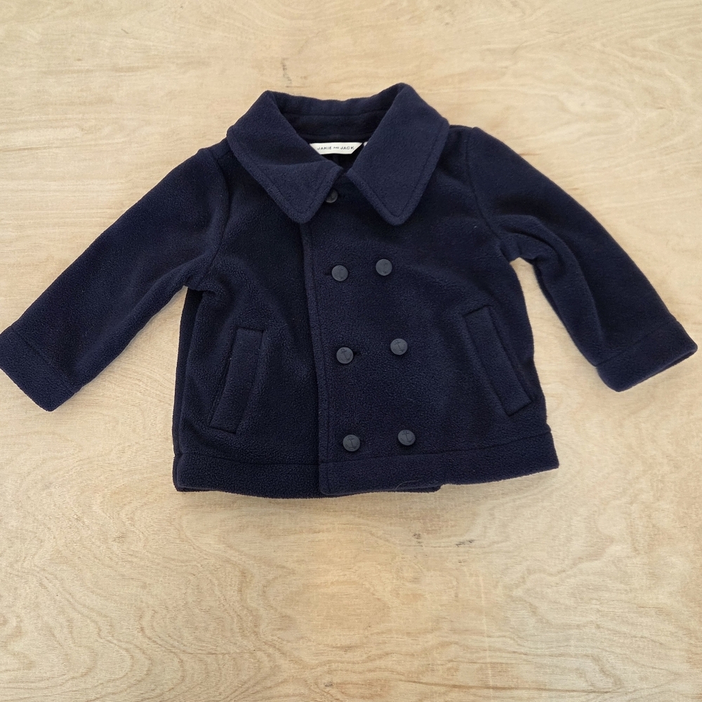 Janie and Jack Fleece Anchor Button 6-12 Month Navy Peacoat
